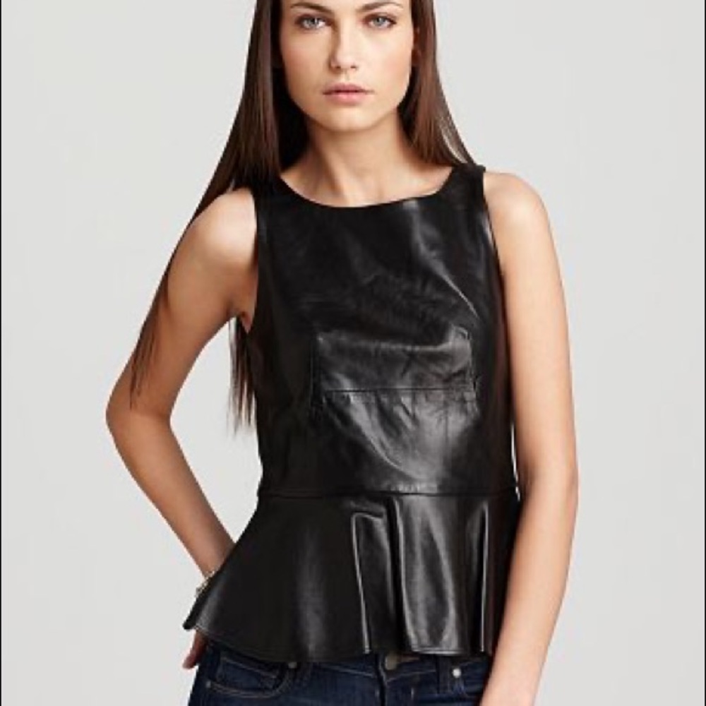 Amanda Uprichard Top - Leather Peplum